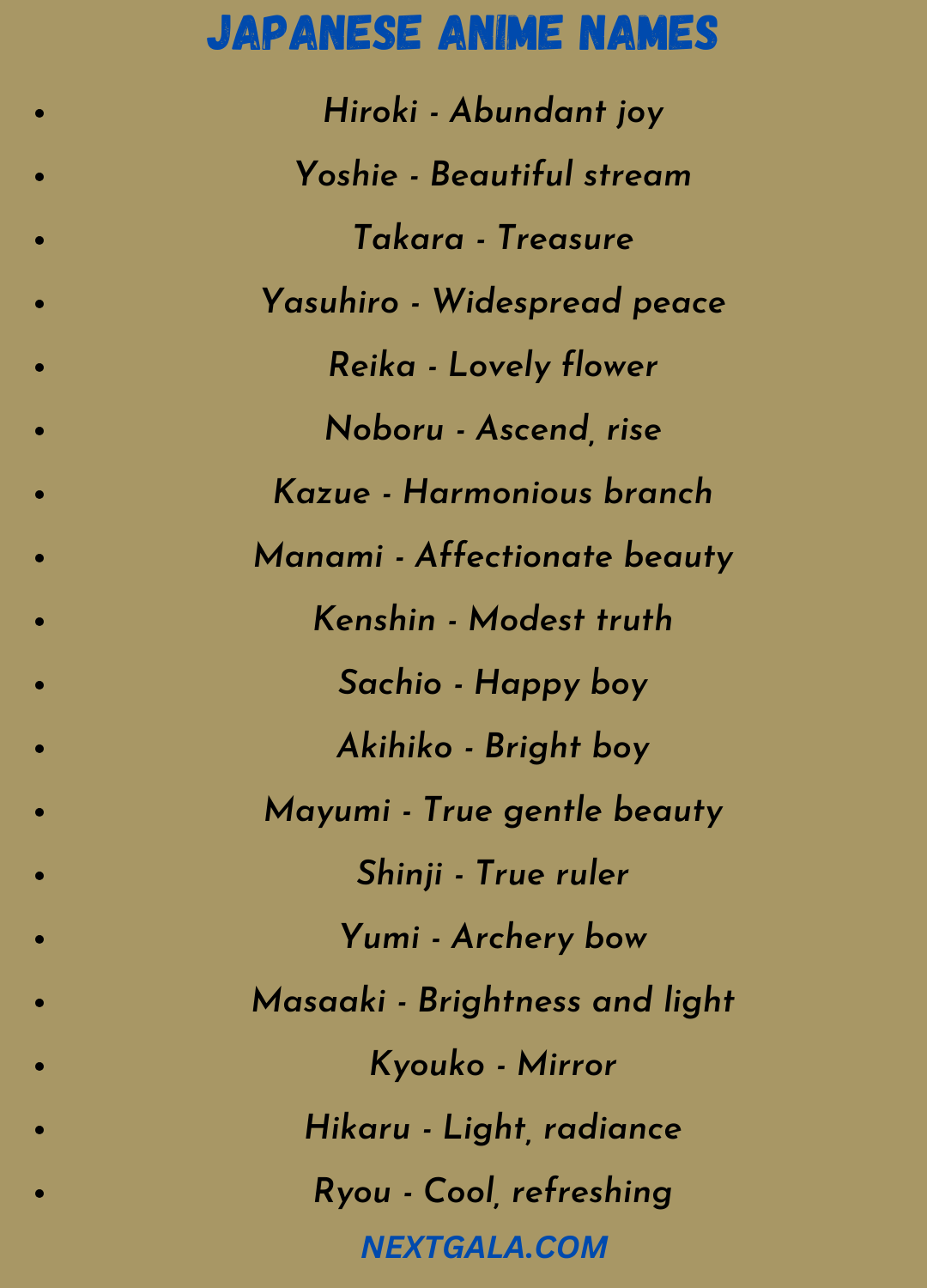 Japanese Anime Names