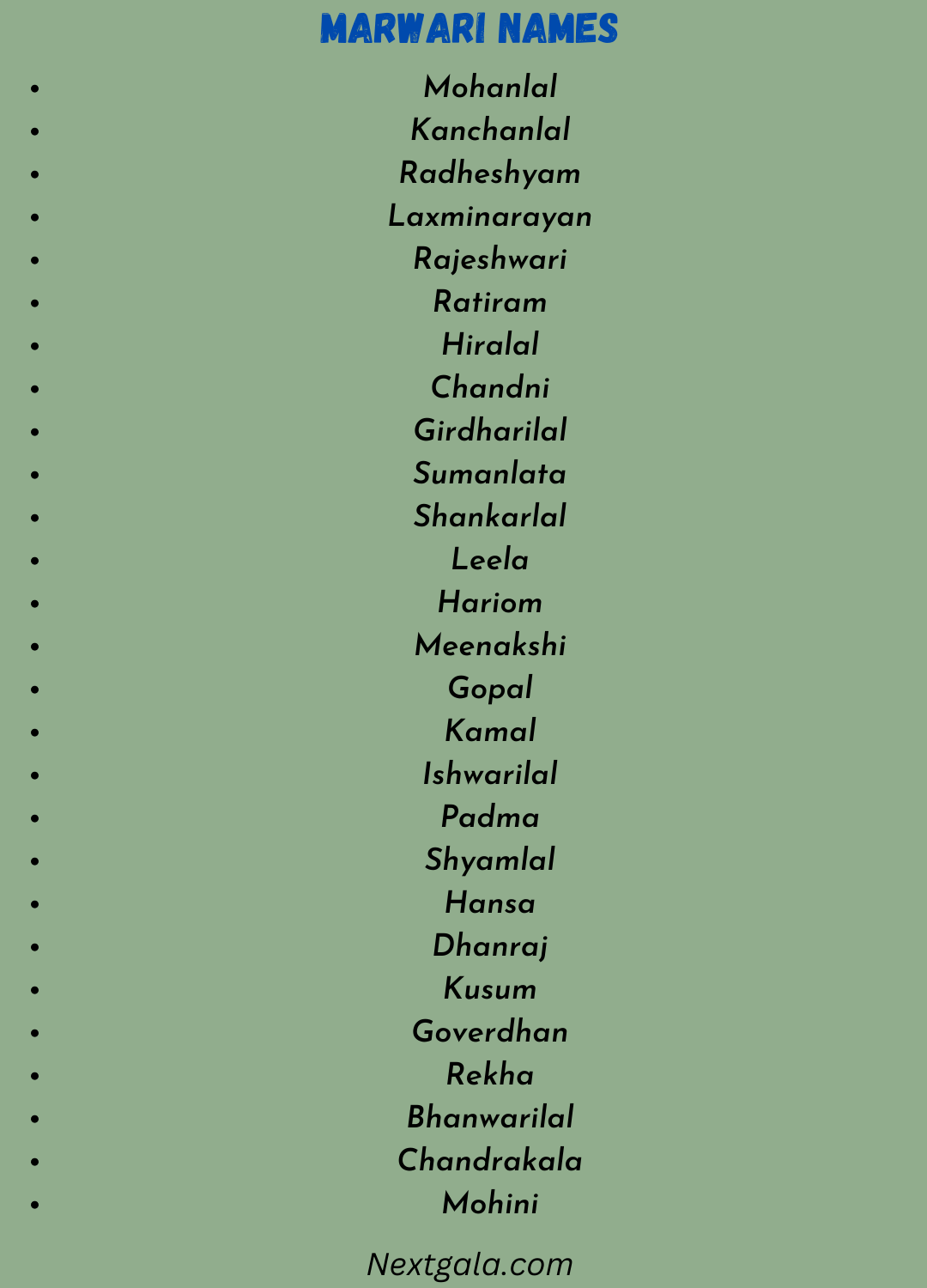 Marwari Names 