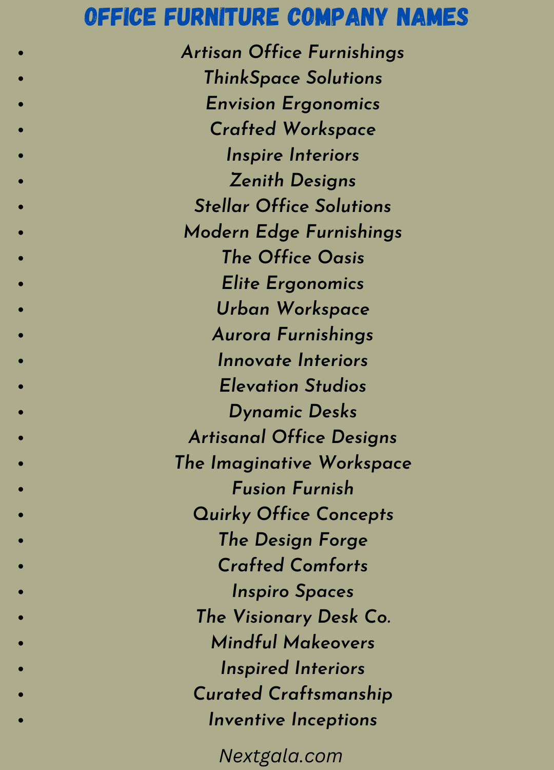 Office Furniture Company Names