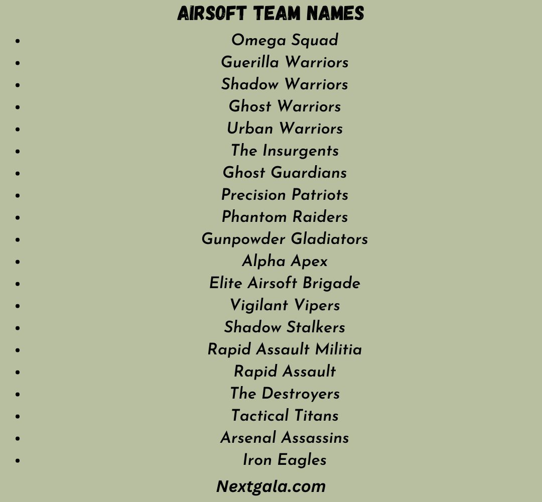 Airsoft Team Names