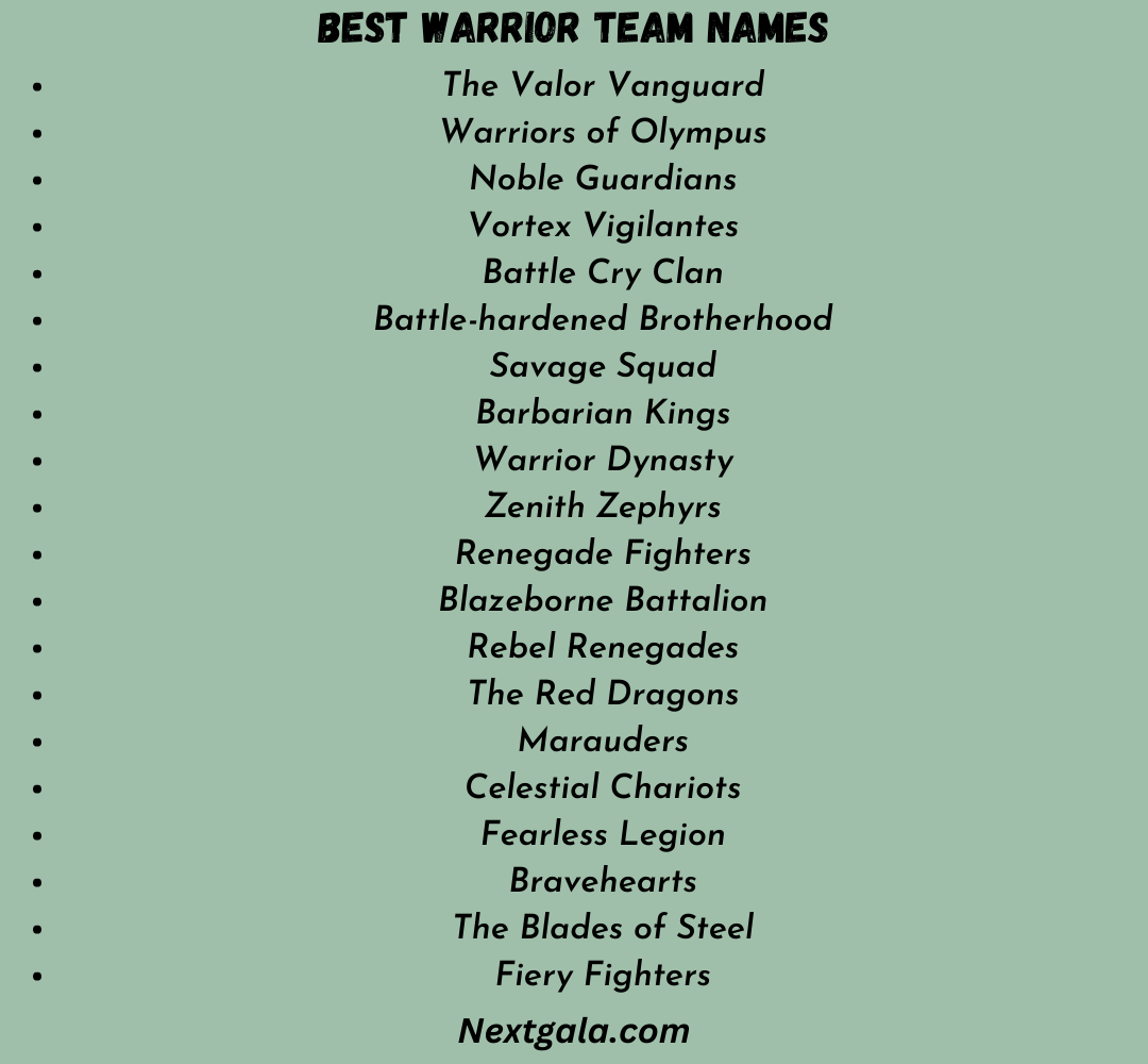 Best Warrior Team Names