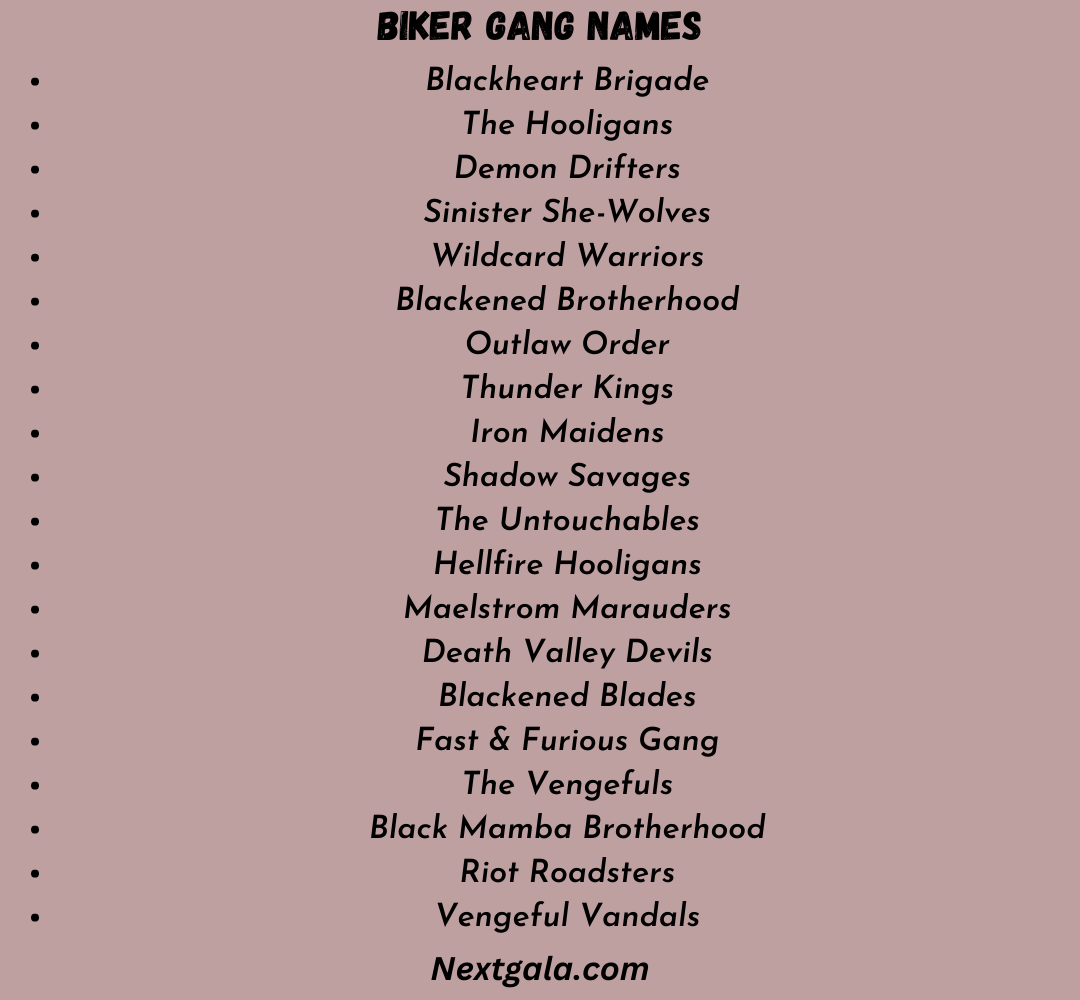 Biker Gang Names