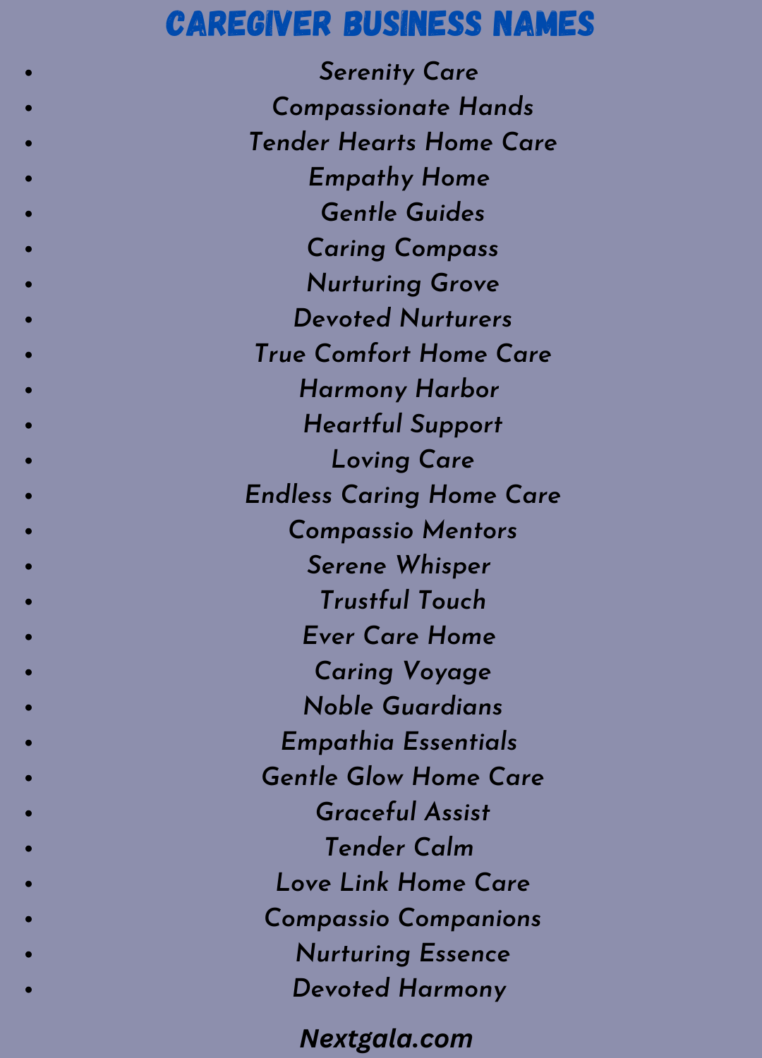 Caregiver Business Names