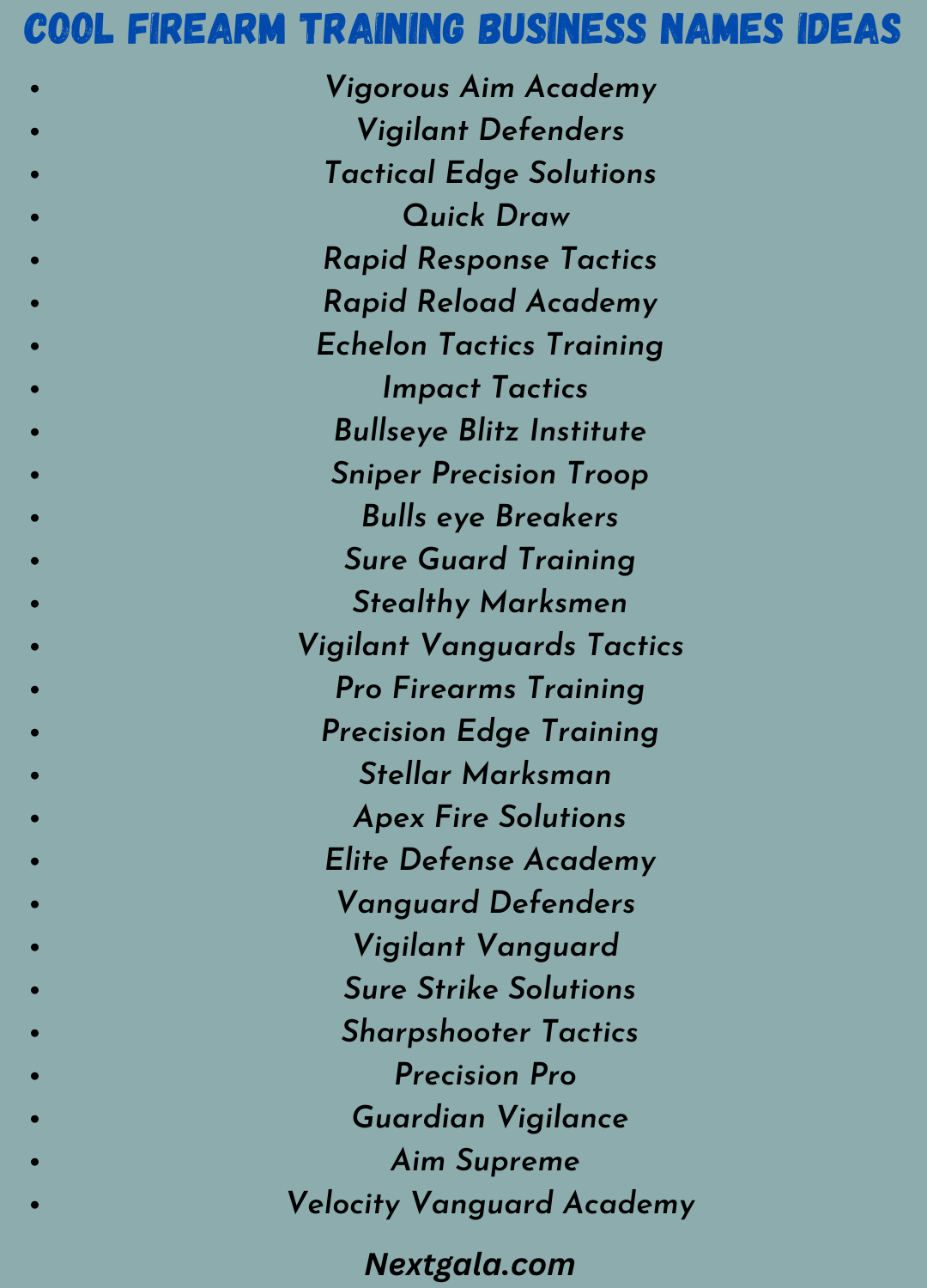 Cool Firearm Training Business Names Ideas