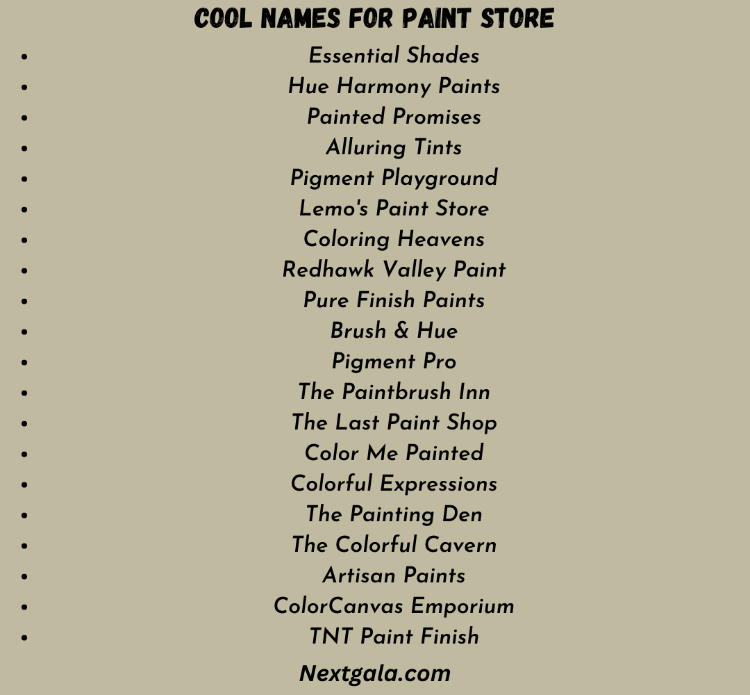 Cool Names for Paint Store