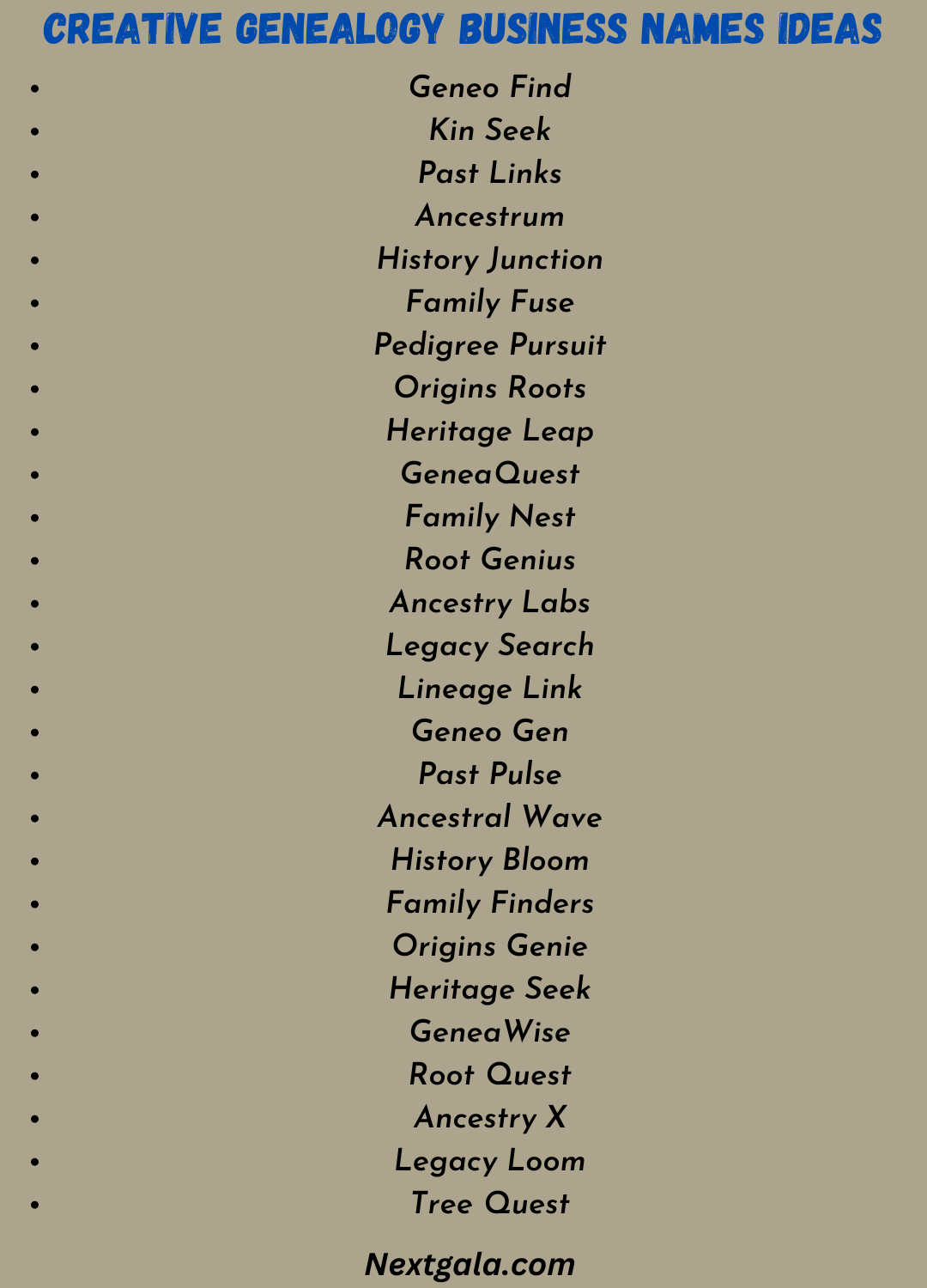 Creative Genealogy Business Names Ideas