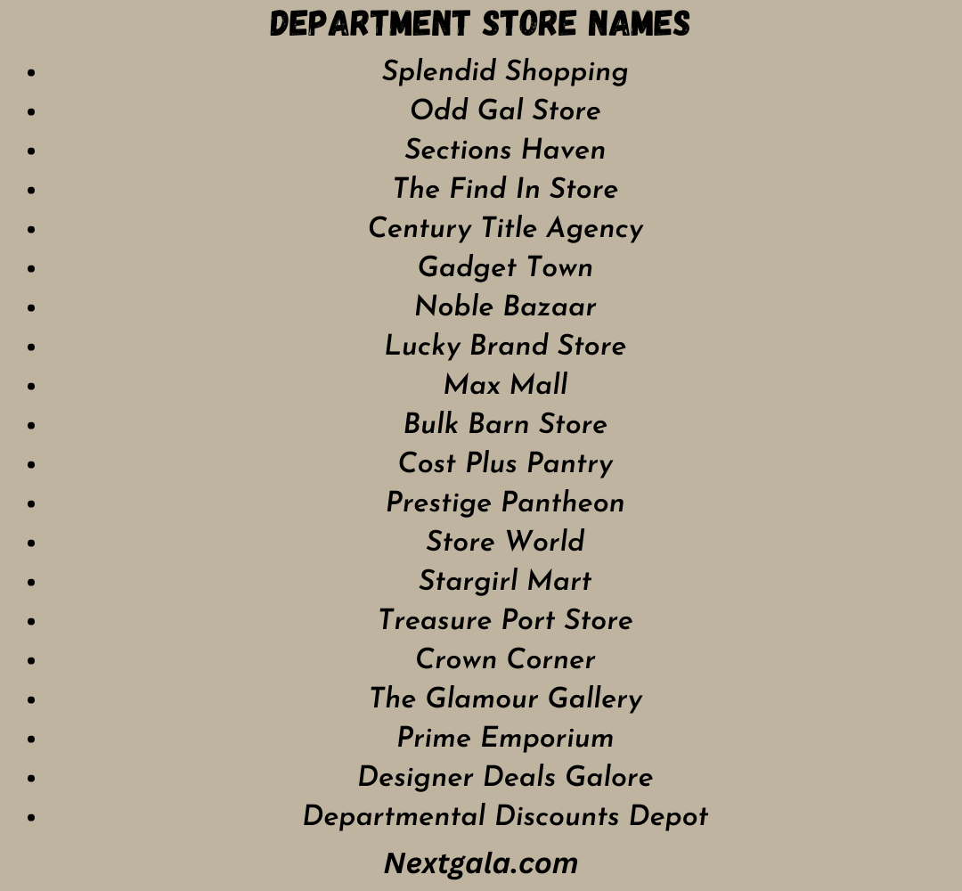 Department Store Names