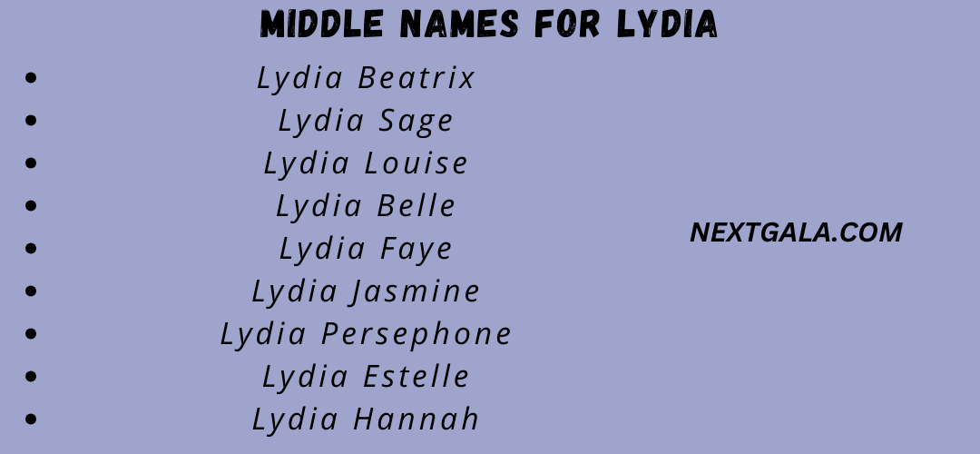 Middle Names for Lydia