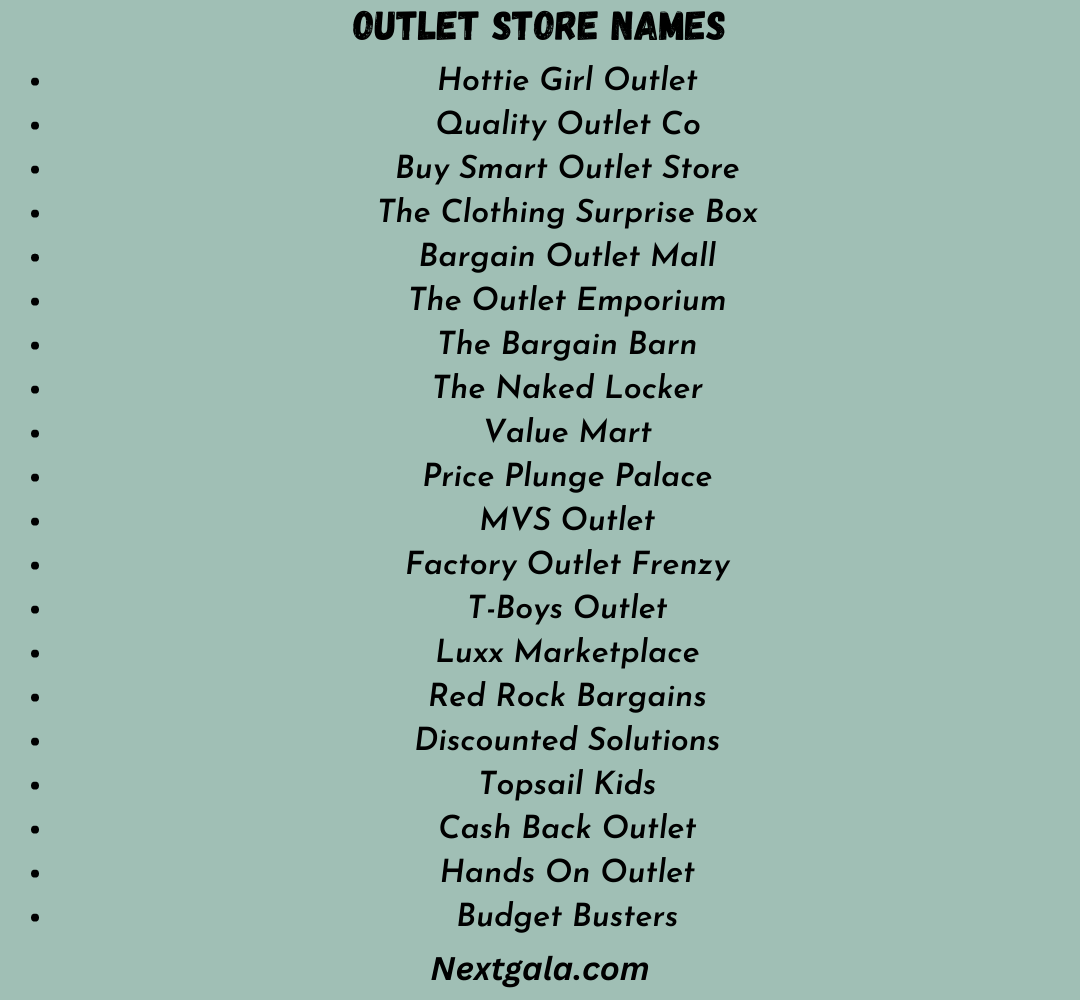 Outlet Store Names