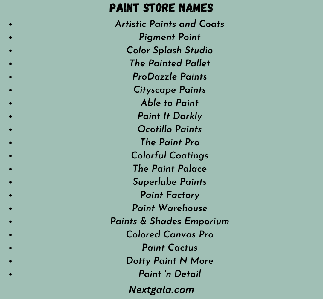 Paint Store Names