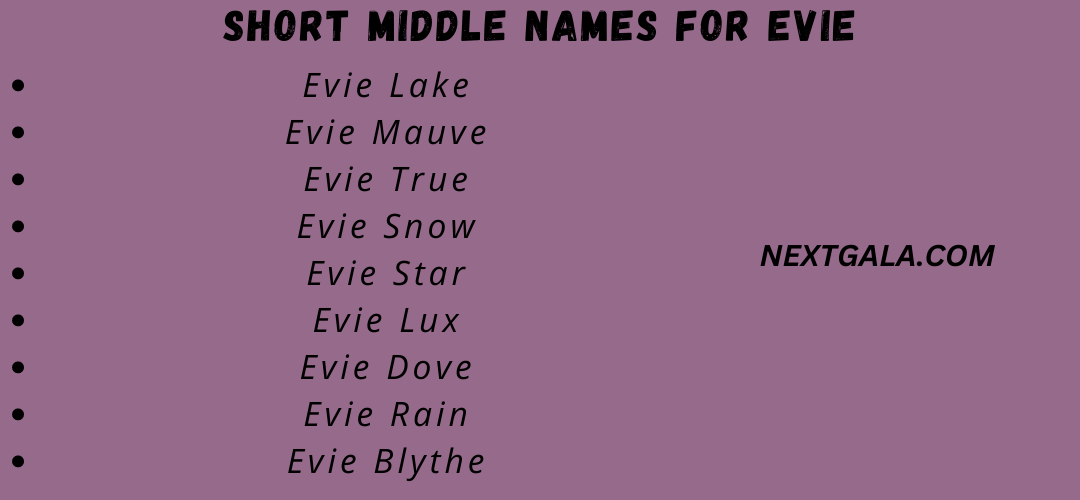 Short Middle Names for Evie