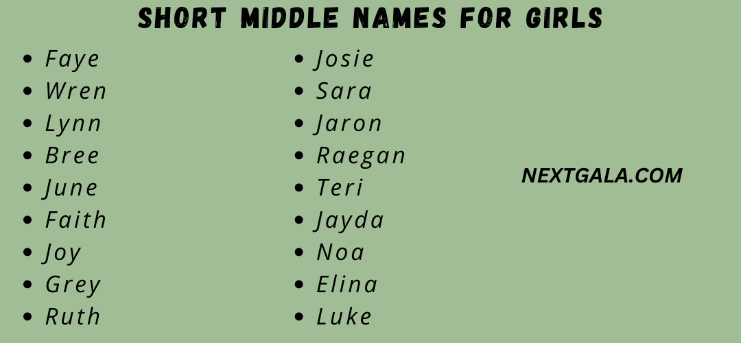 Short Middle Names for Girls