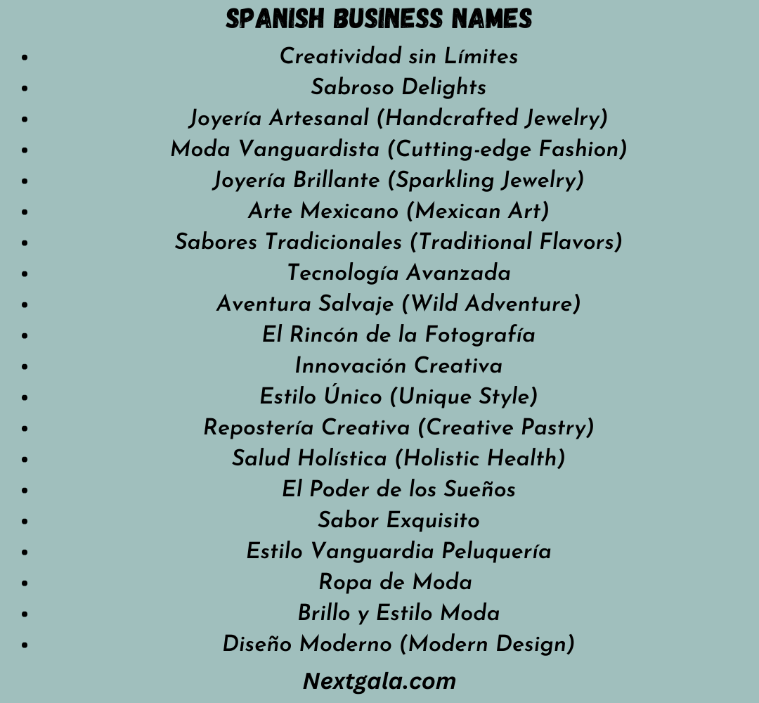 Spanish Business Names