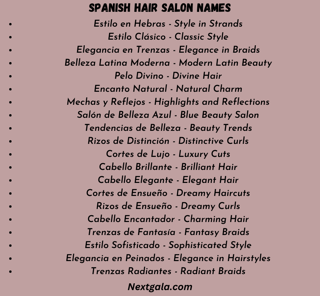 Spanish Hair Salon Names