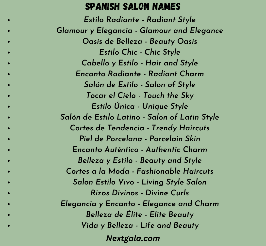 Spanish Salon Names