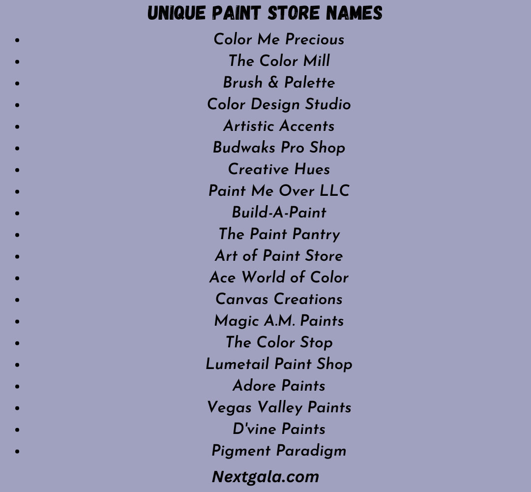 Unique Paint Store Names