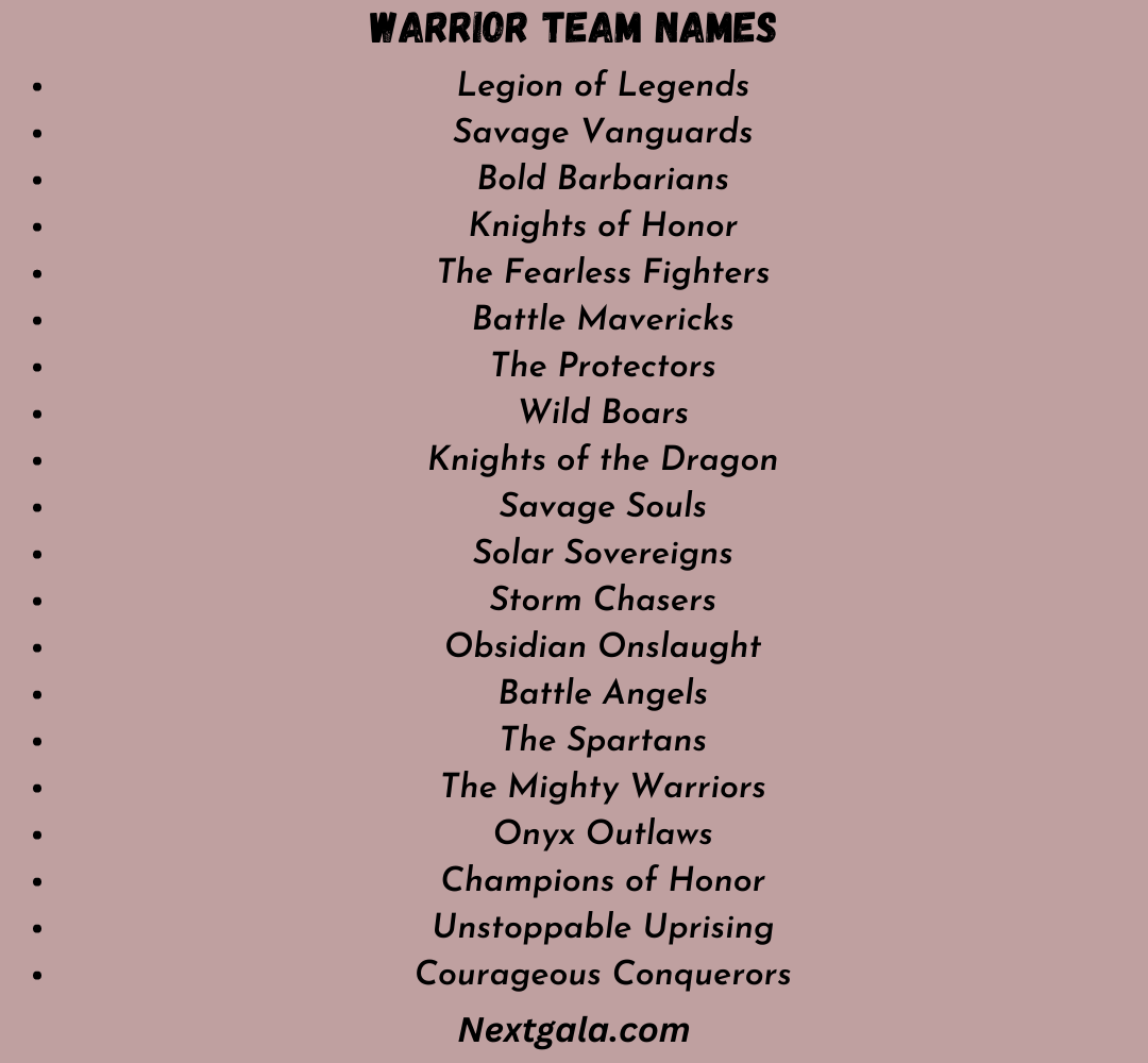 Warrior Team Names