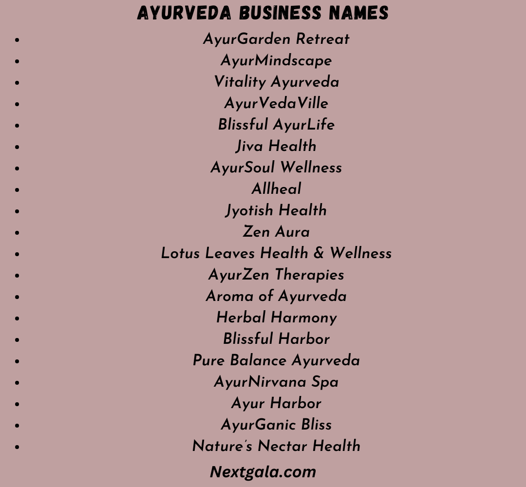 Ayurveda Business Names