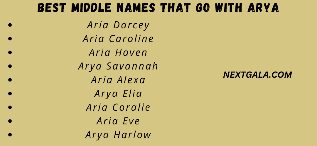 Best Middle Names That Go with Arya