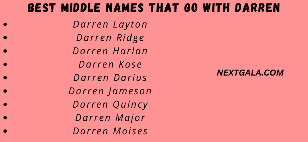 Best Middle Names That Go with Darren