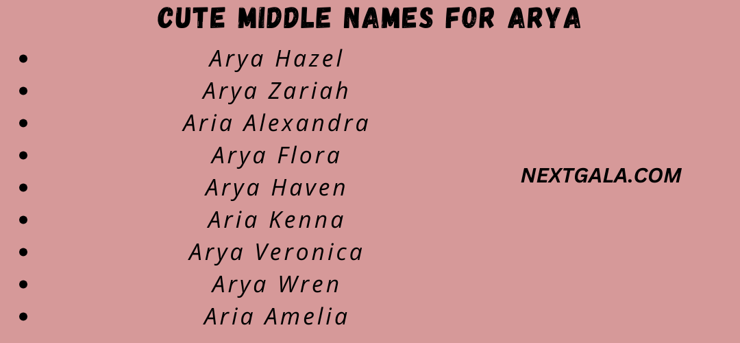 Middle Names for Arya