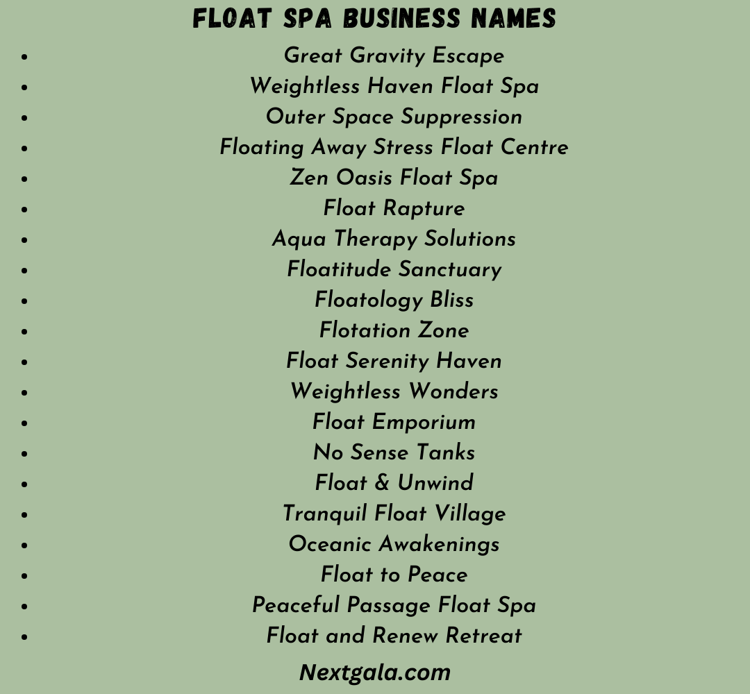 Float Spa Business Names