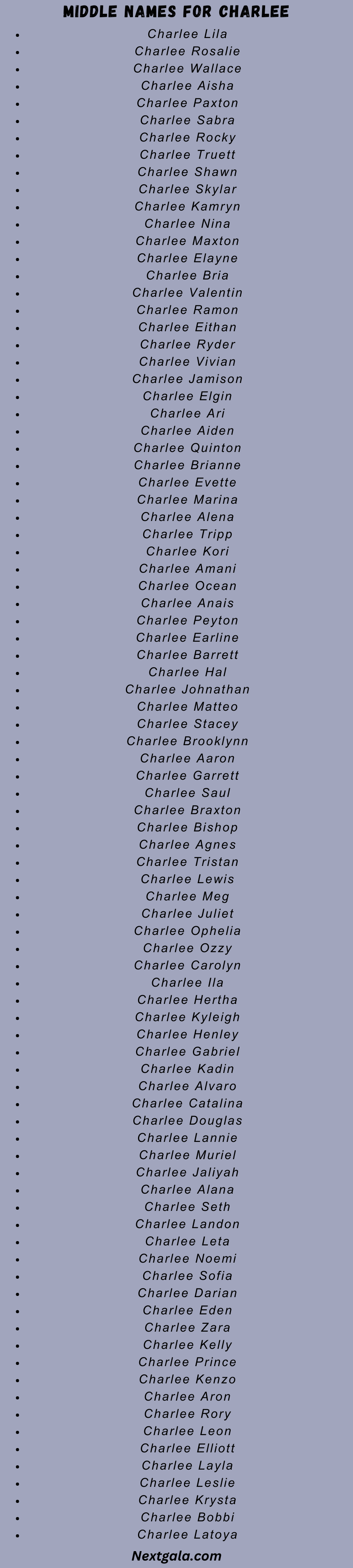 Middle Names For Charlee