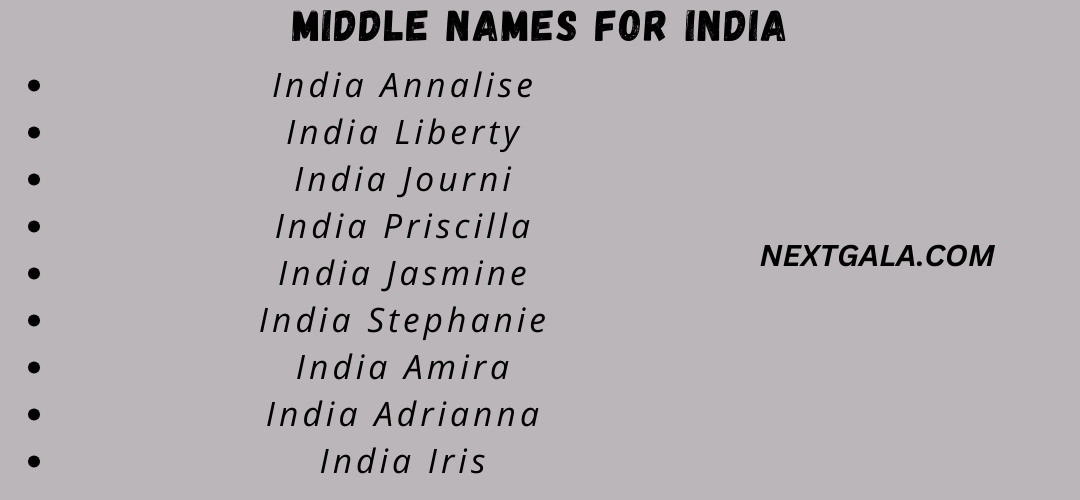 Middle Names For India