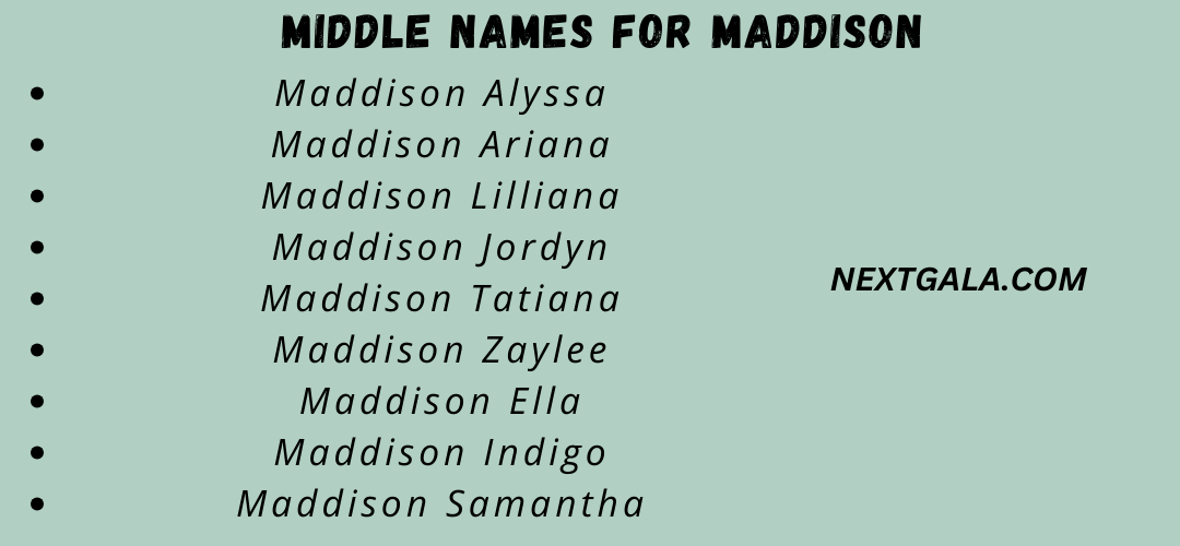 Middle Names For Maddison