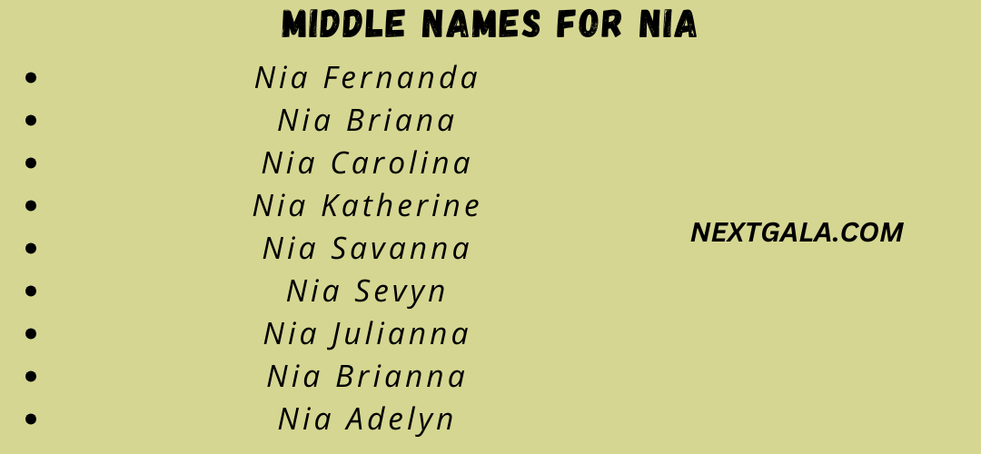 Middle Names For Nia