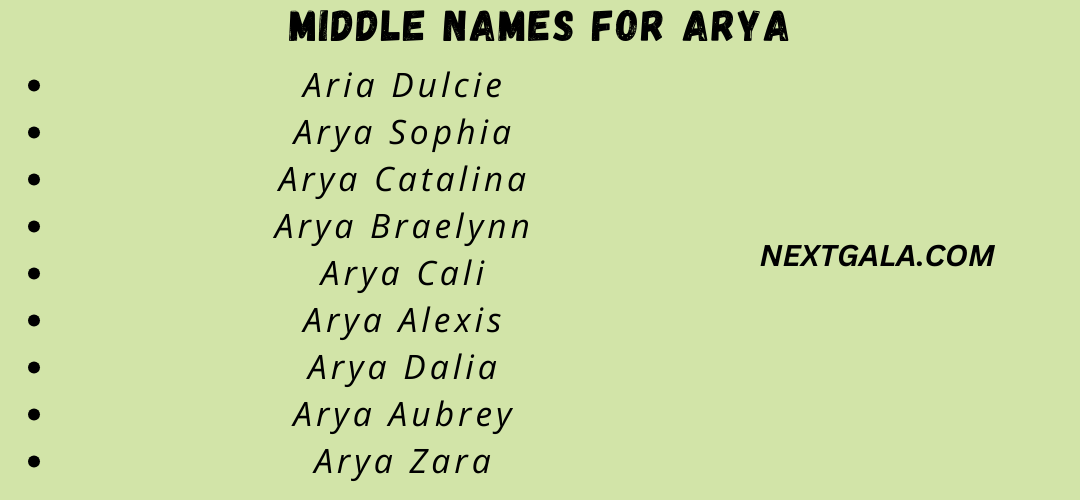 Middle Names for Arya