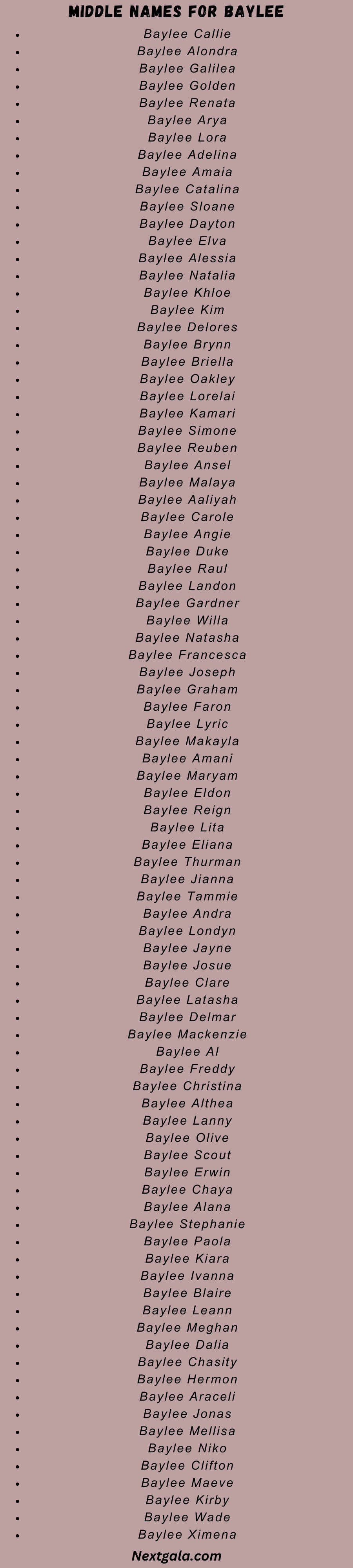 Middle Names for Baylee