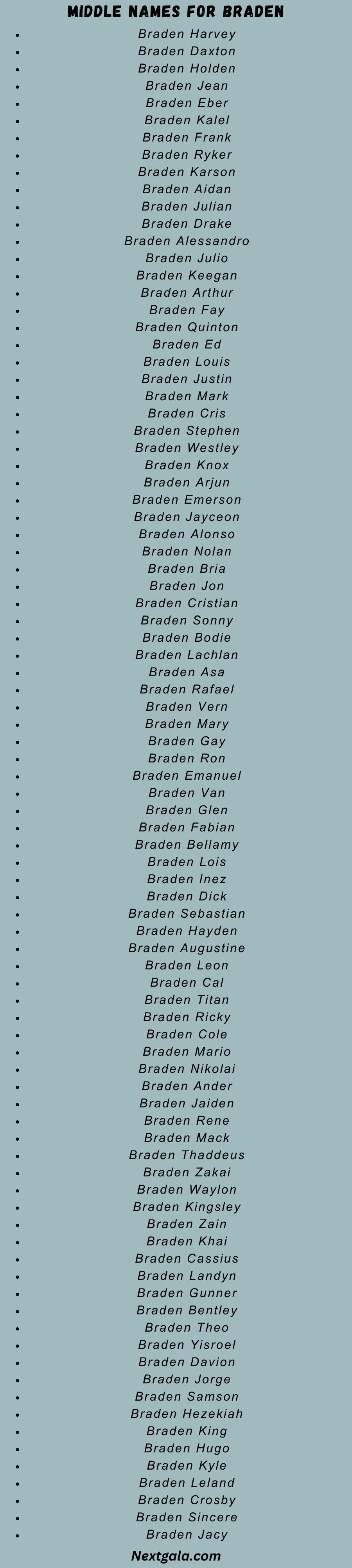 Middle Names for Braden