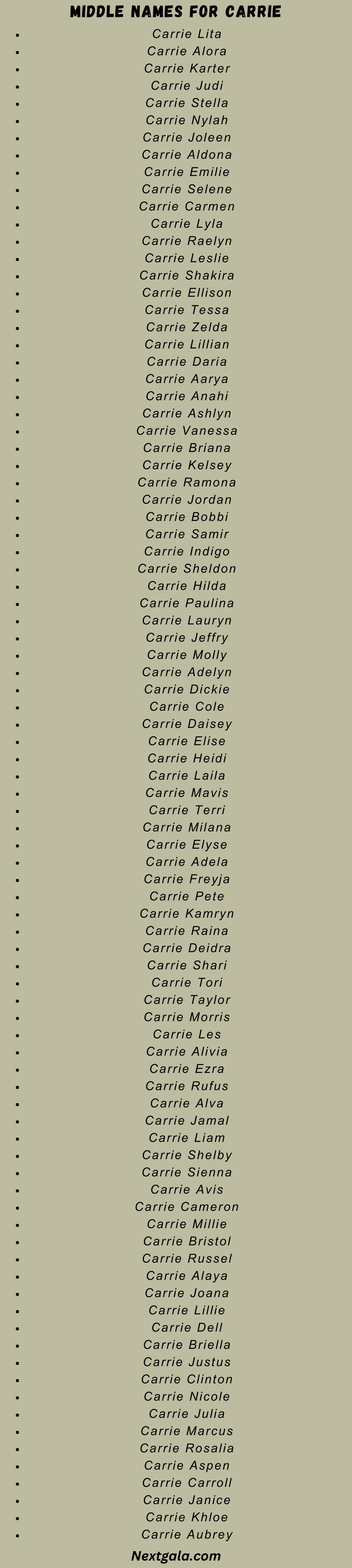 Middle Names for Carrie