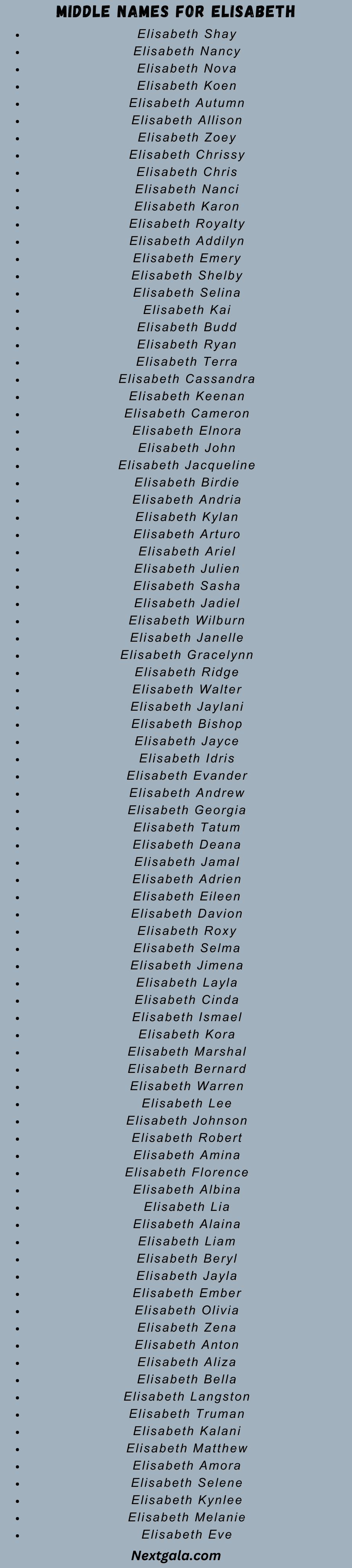 Middle Names for Elisabeth