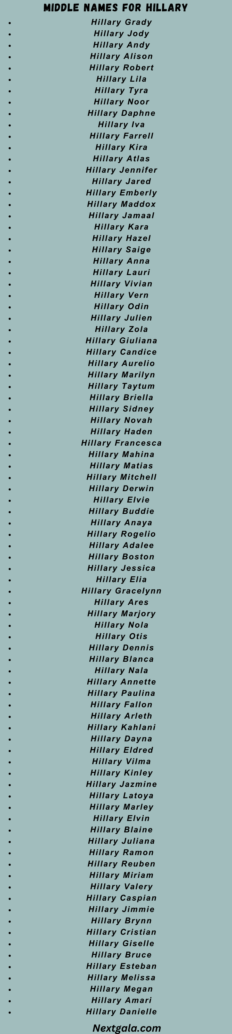 Middle Names for Hillary