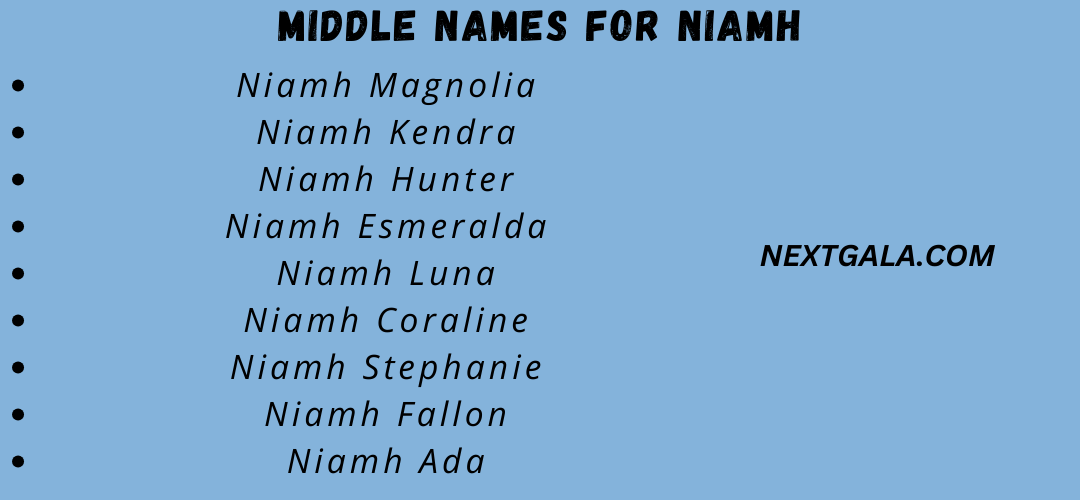 Middle Names for Niamh