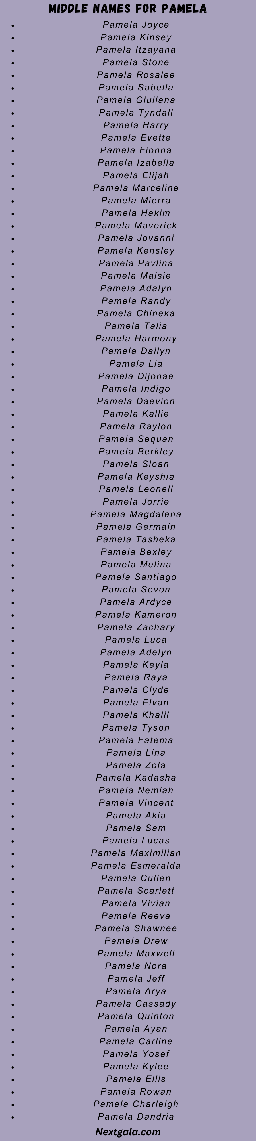 Middle Names for Pamela