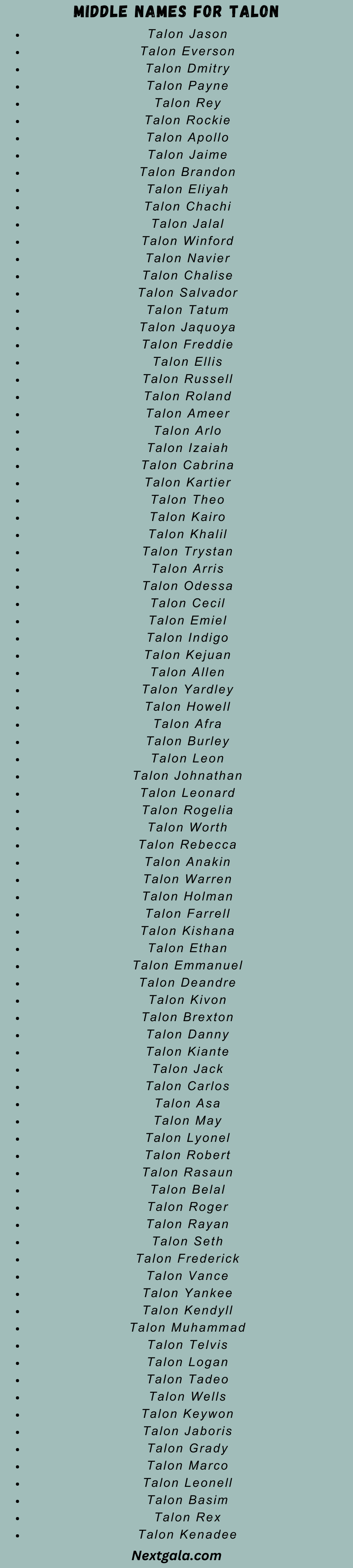 Middle Names for Talon