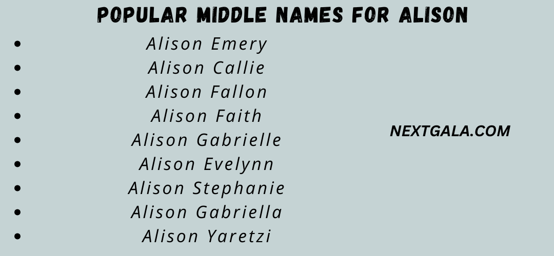 Middle Names For Alison