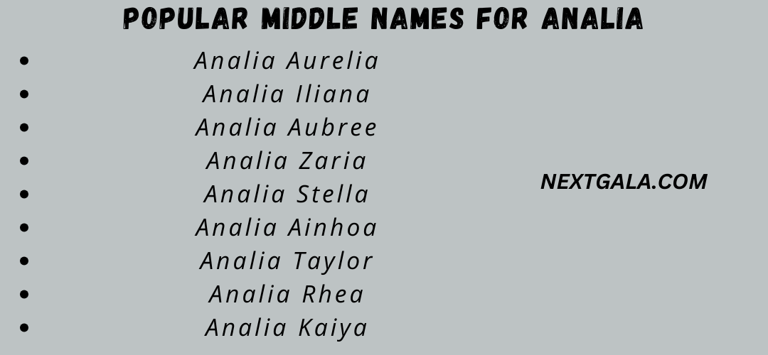 Middle Names For Analia