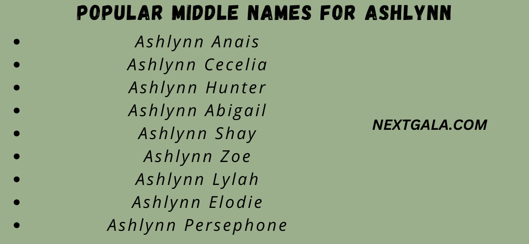 Middle Names For Ashlynn