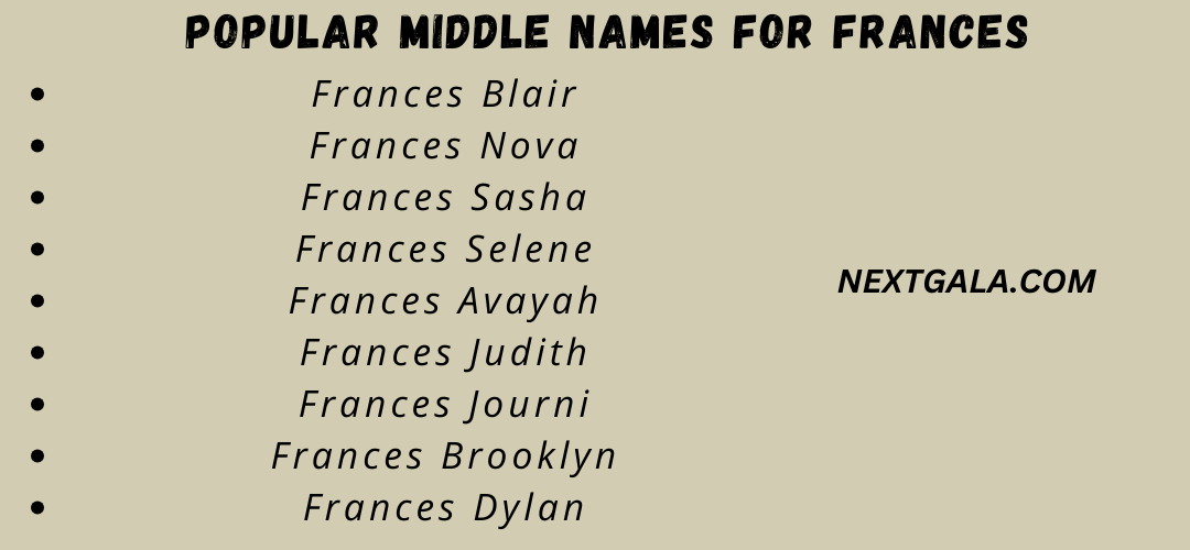 Middle Names For Frances