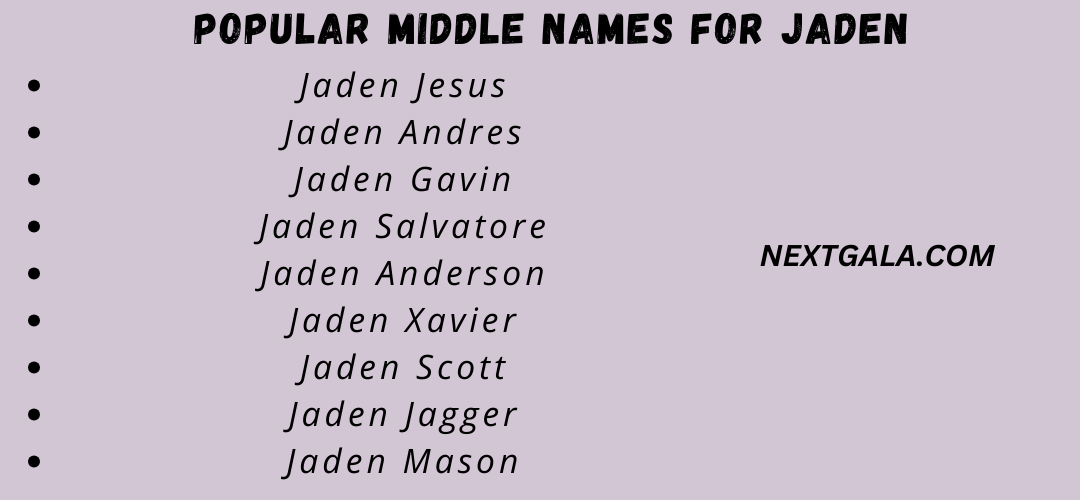 Middle Names For Jaden