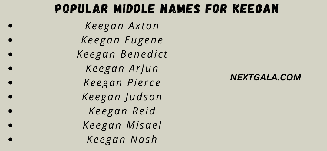 Middle Names For Keegan