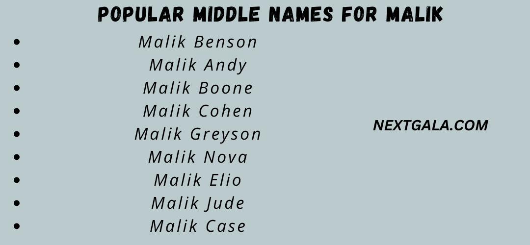 Middle Names For Malik