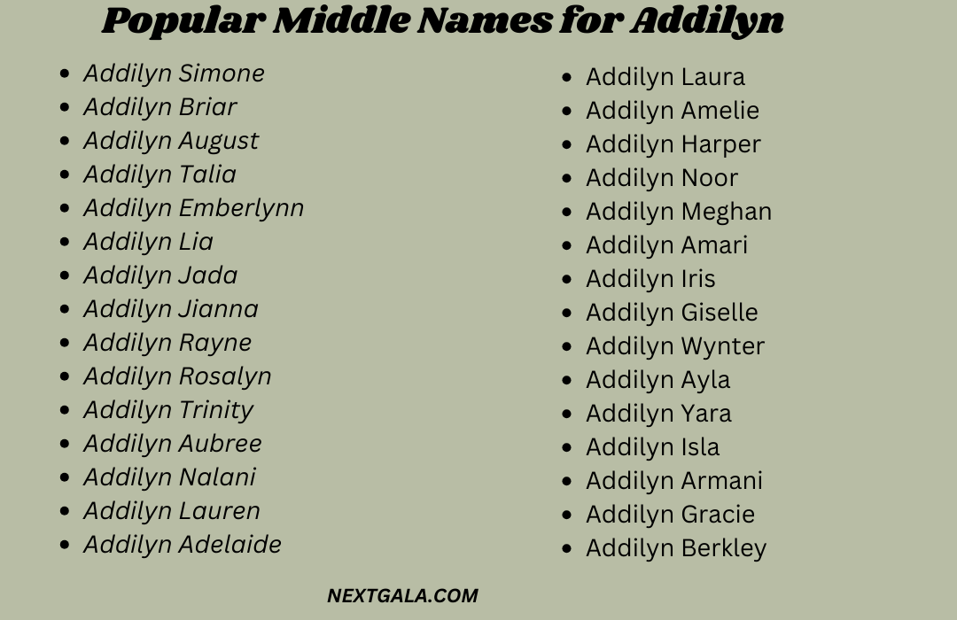 Middle Names for Addilyn