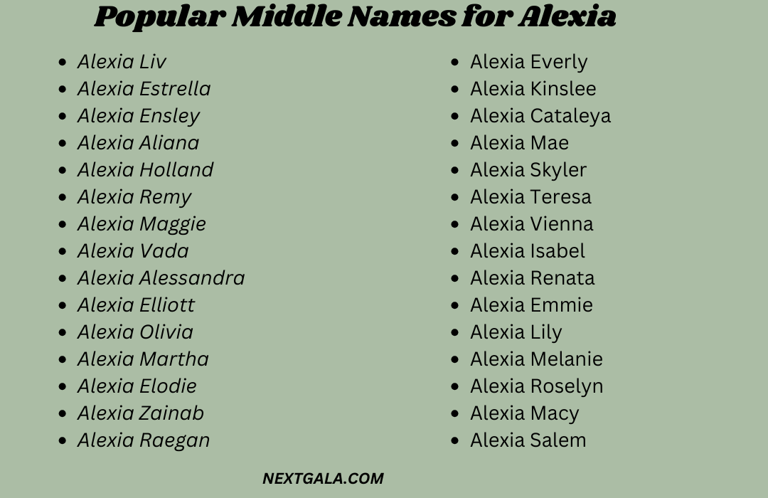 Middle Names for Alexia