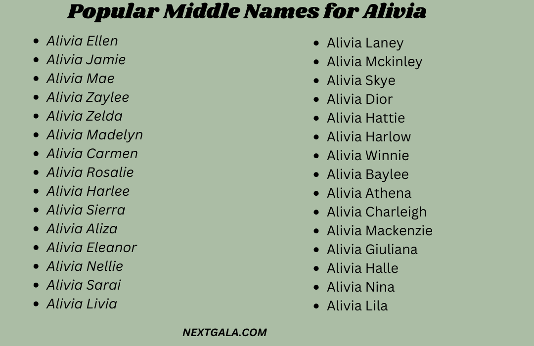 Middle Names for Alivia