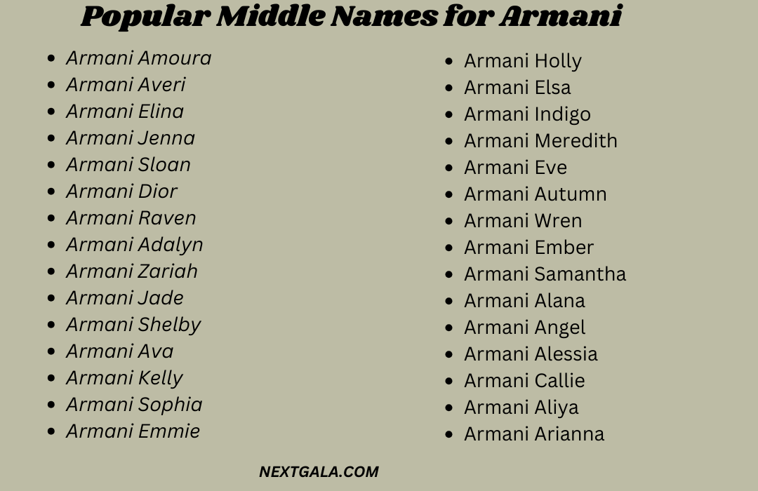 Middle Names for Armani